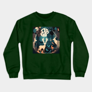 Enchanted Forest with Magical Animals Crewneck Sweatshirt